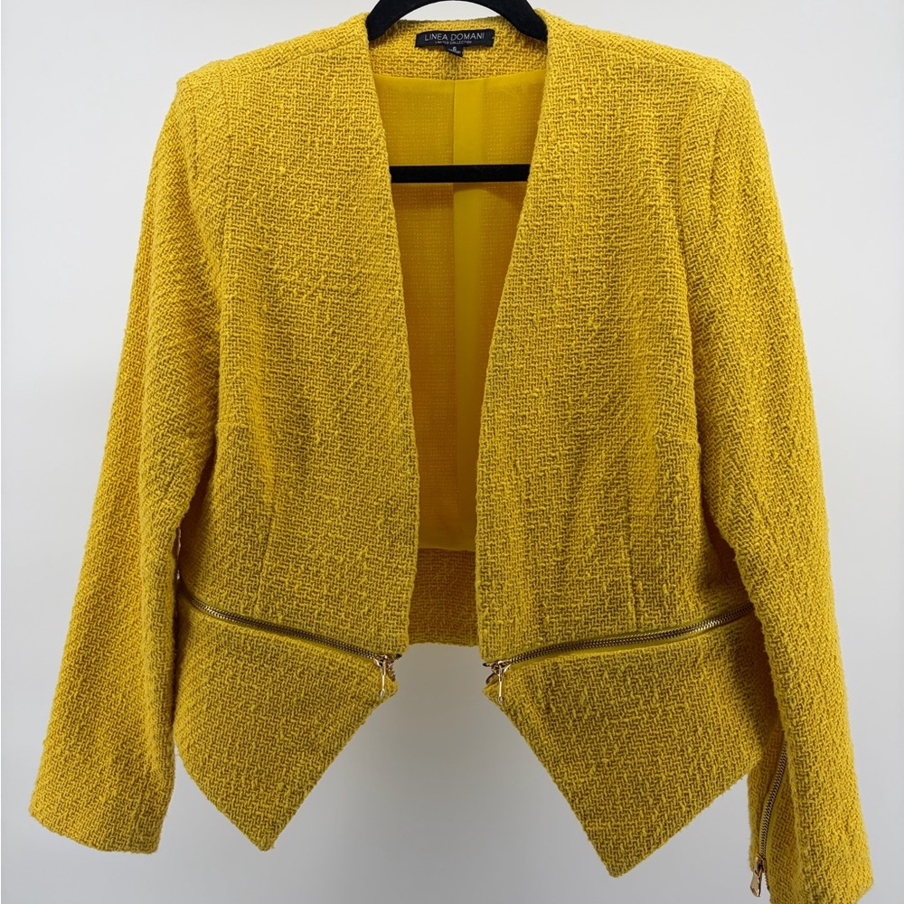 LINEA‎ DOMANI Medium Yellow lined Women's Jacket blazer Size 6